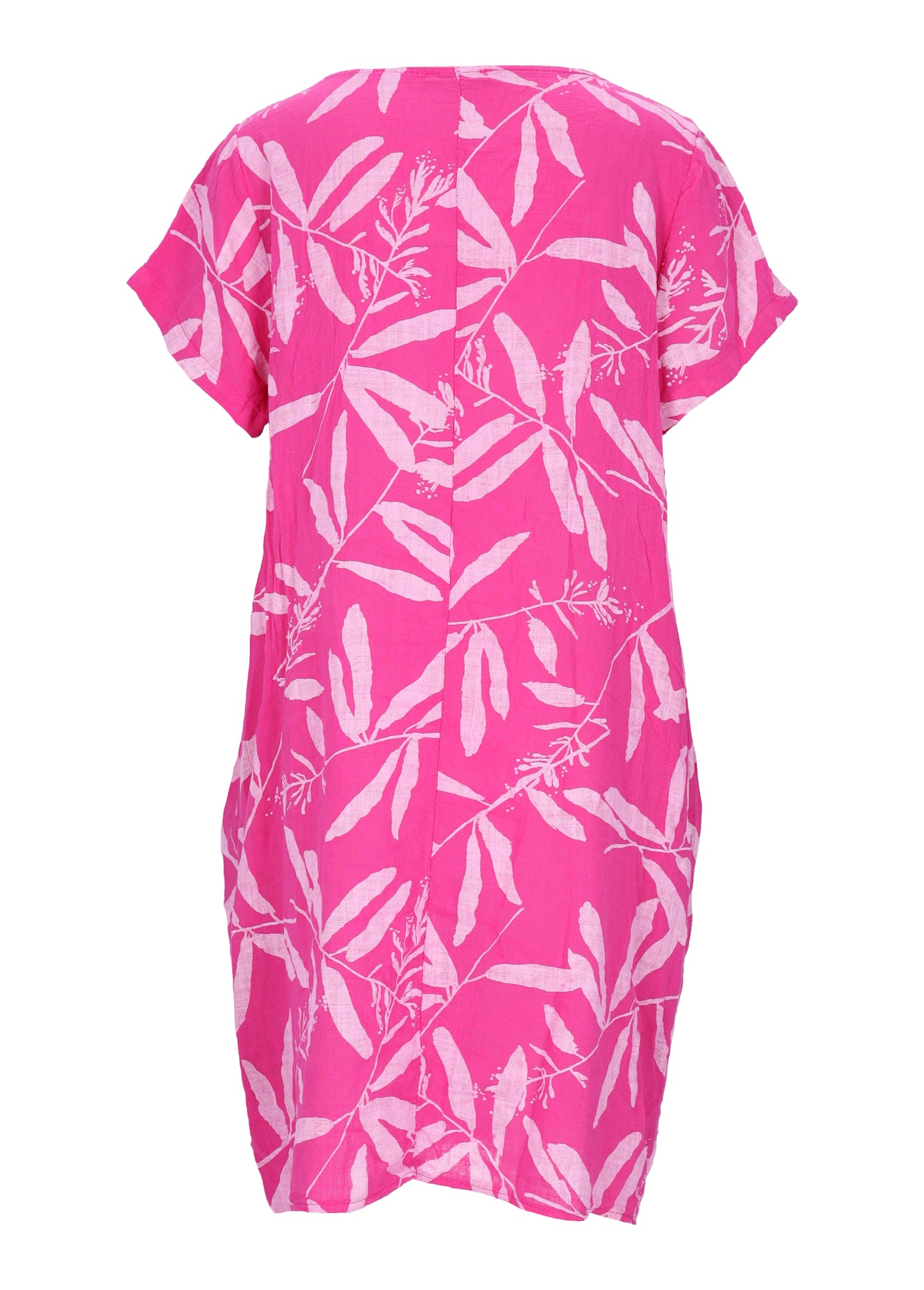 Kleid Leinenoptik Blätter