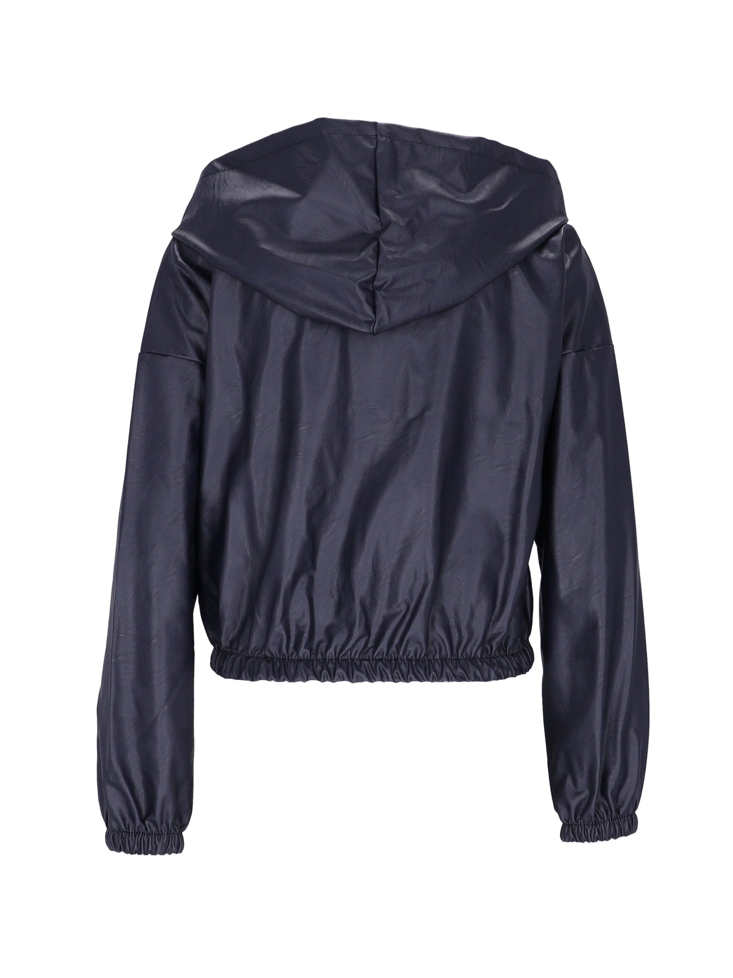 Damen Fakeleder Kurzjacke Kapuze