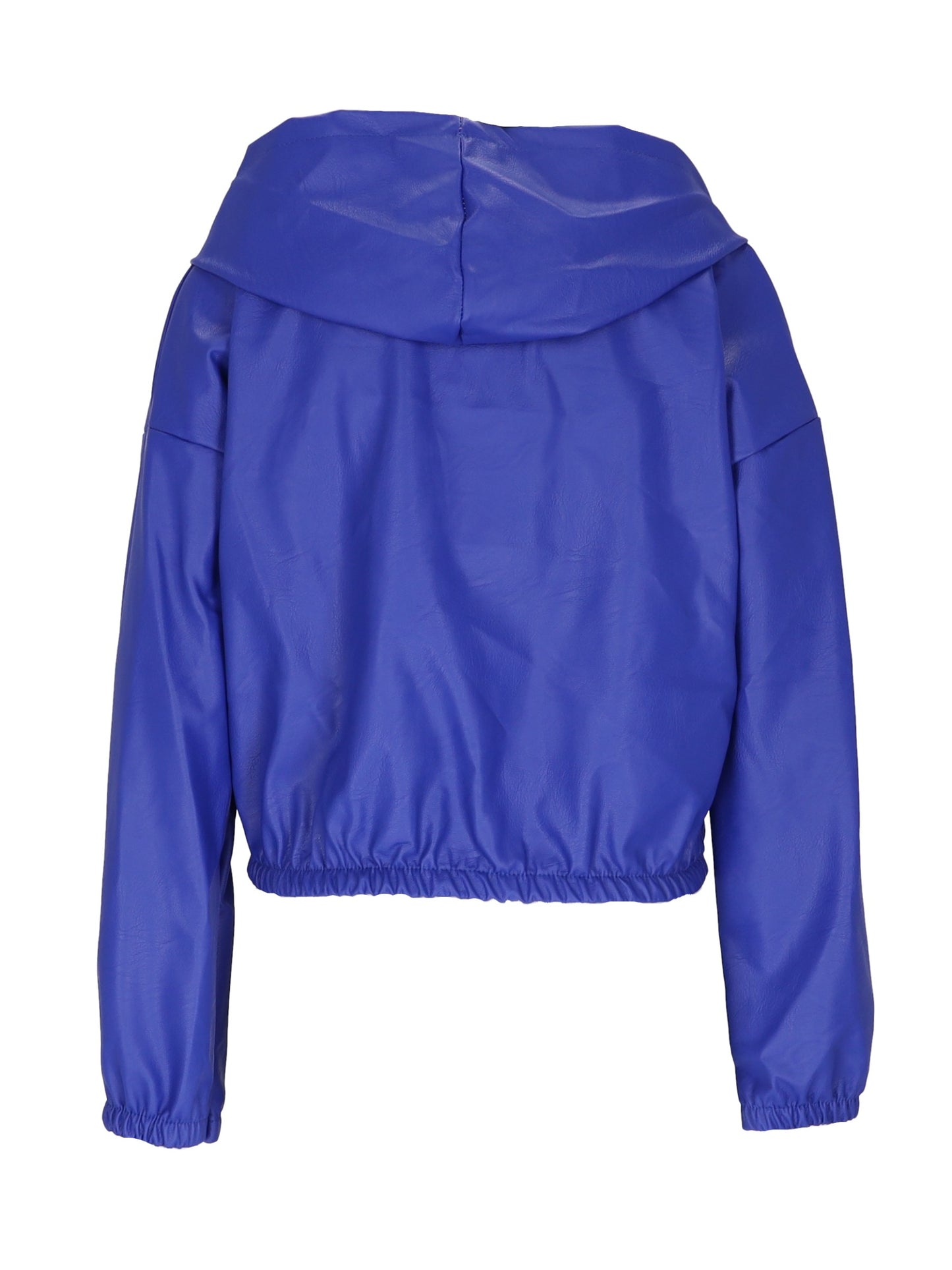 Damen Fakeleder Kurzjacke Kapuze