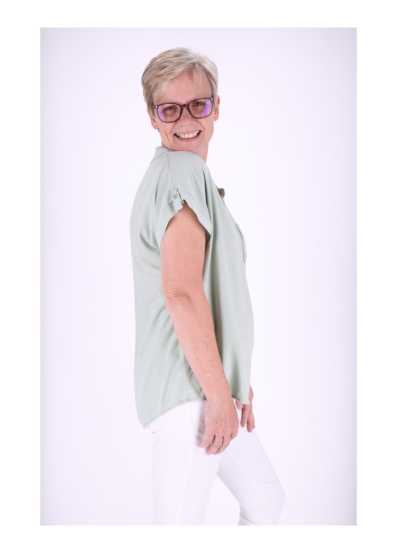 T-Shirt Damen Angeschittene Arme