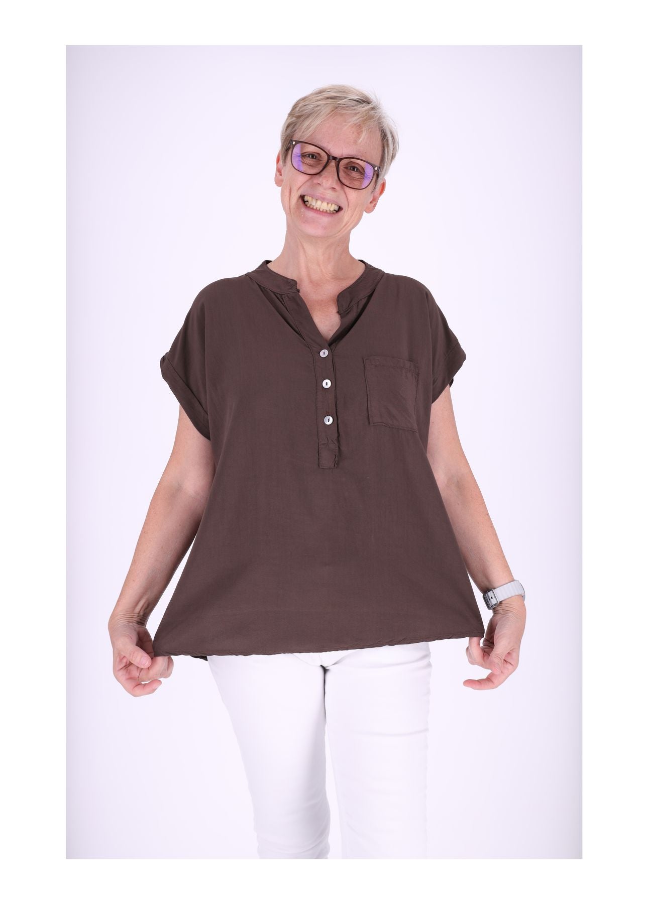 T-Shirt Damen Angeschittene Arme