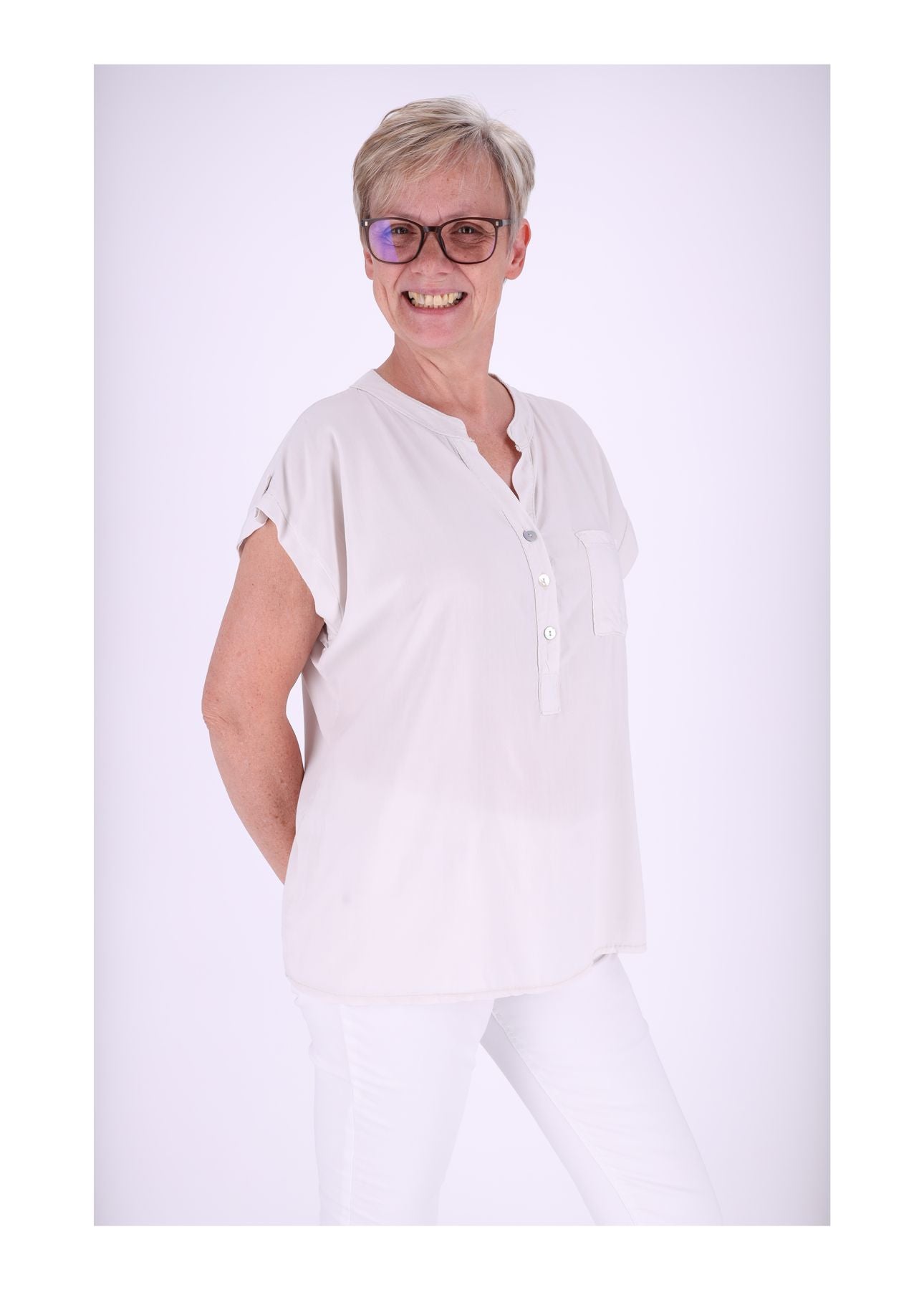 T-Shirt Damen Angeschittene Arme