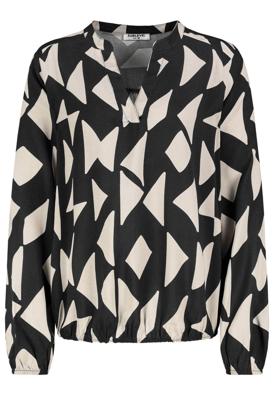 DOB Bluse, langarm, V-Ausschnitt mi