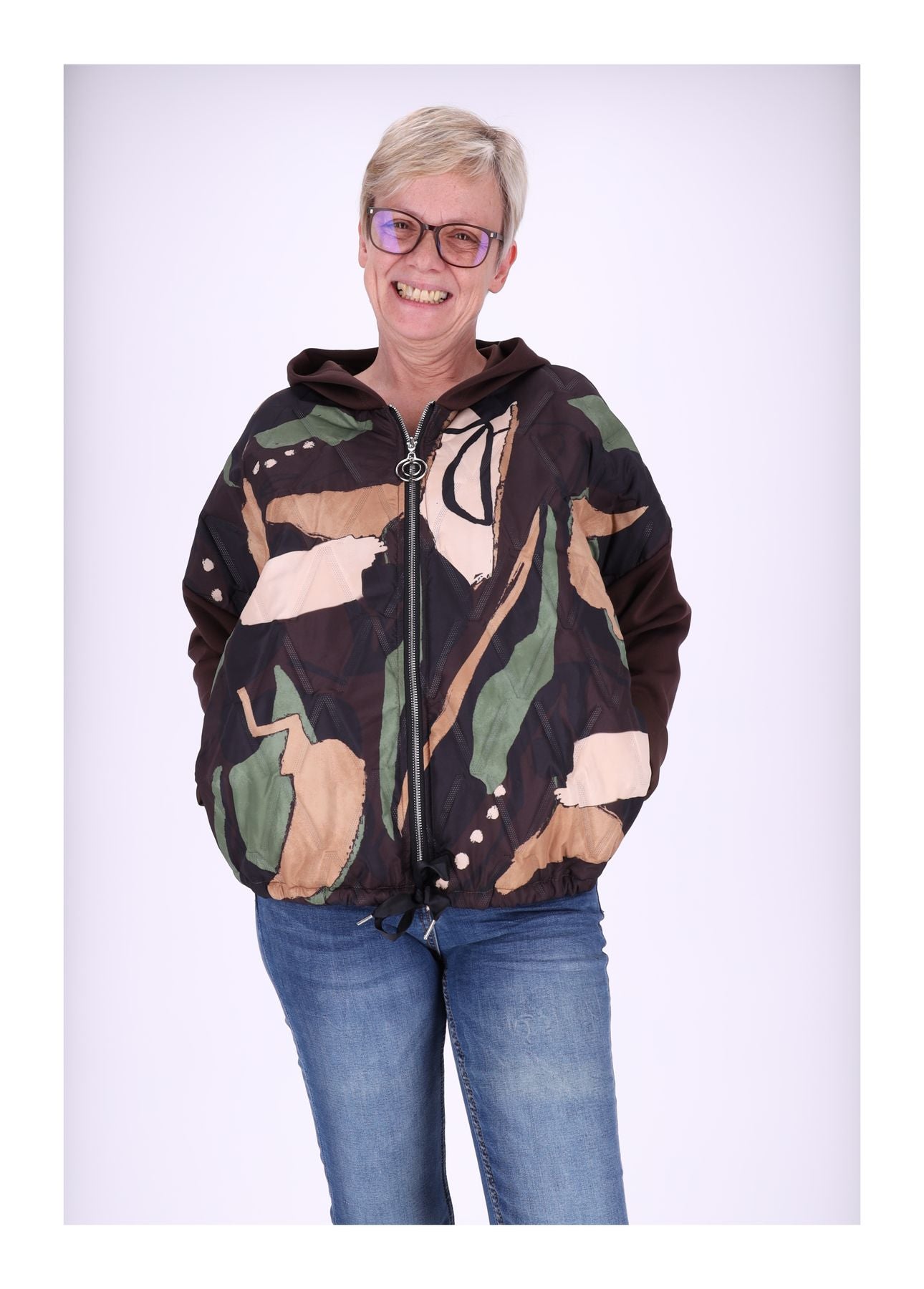 Sweatjacke gesteppt Print