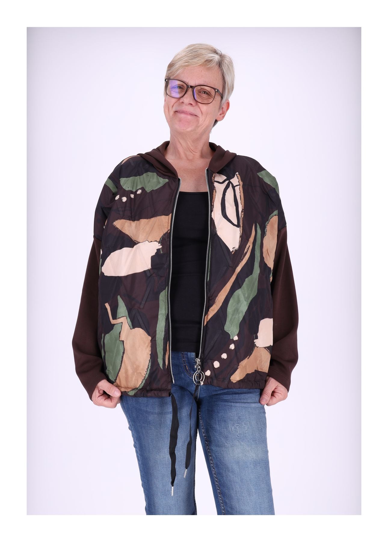 Sweatjacke gesteppt Print