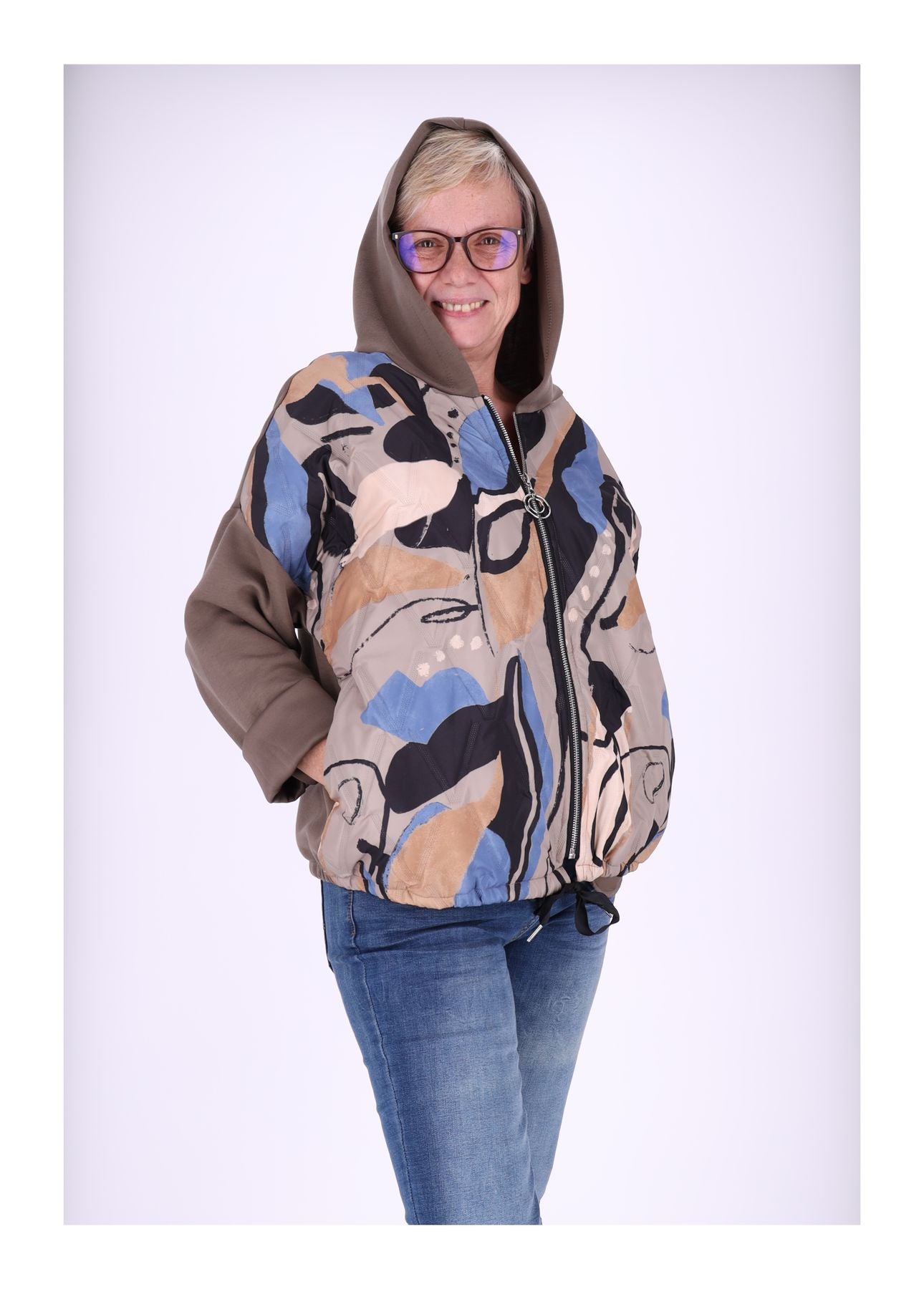 Sweatjacke gesteppt Print
