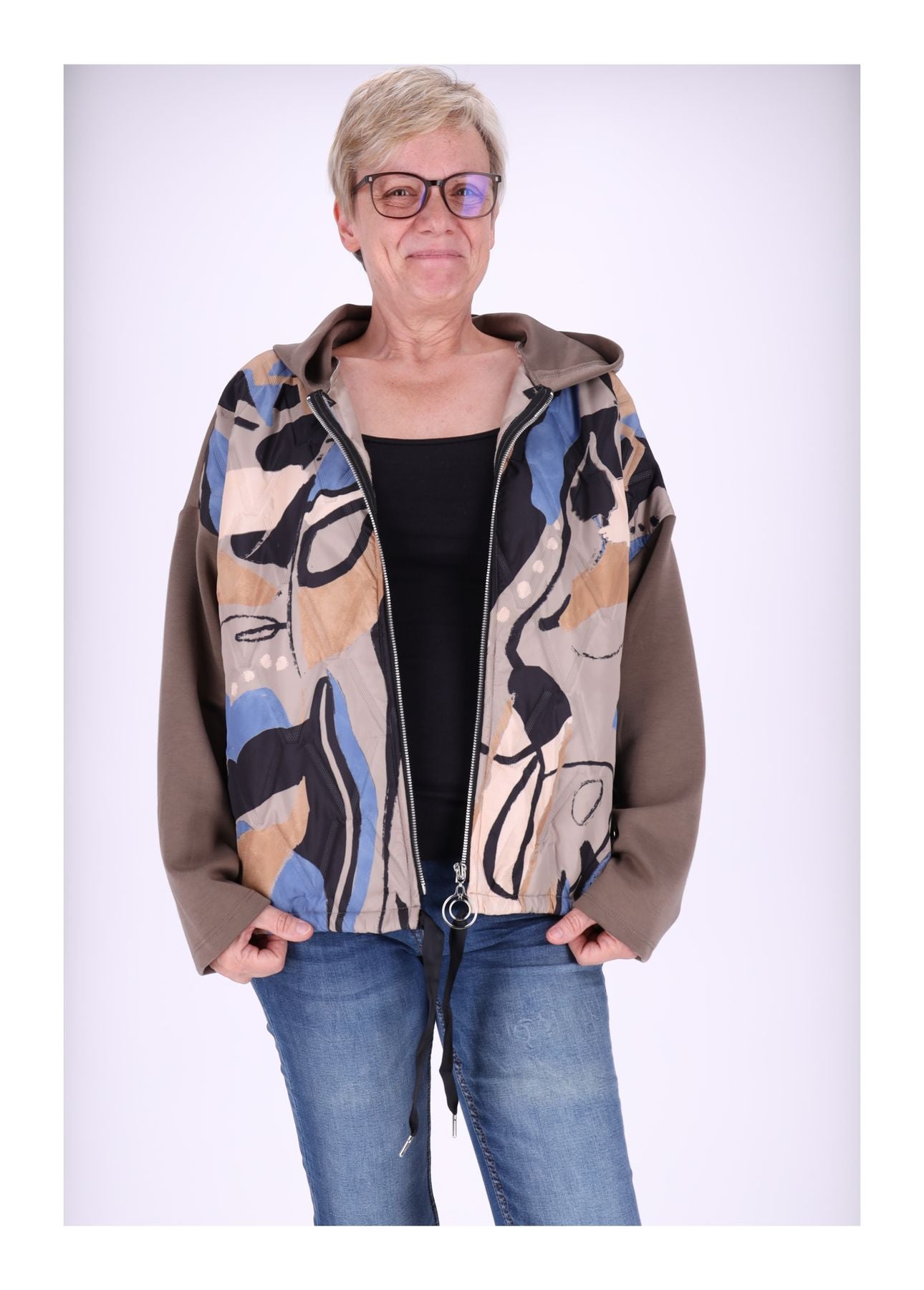 Sweatjacke gesteppt Print