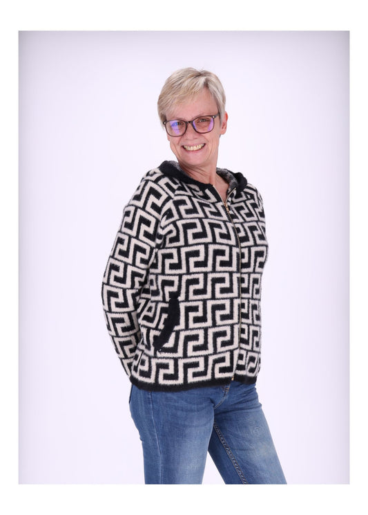 Strickjacke Damen Kapuze Reißverschluss
