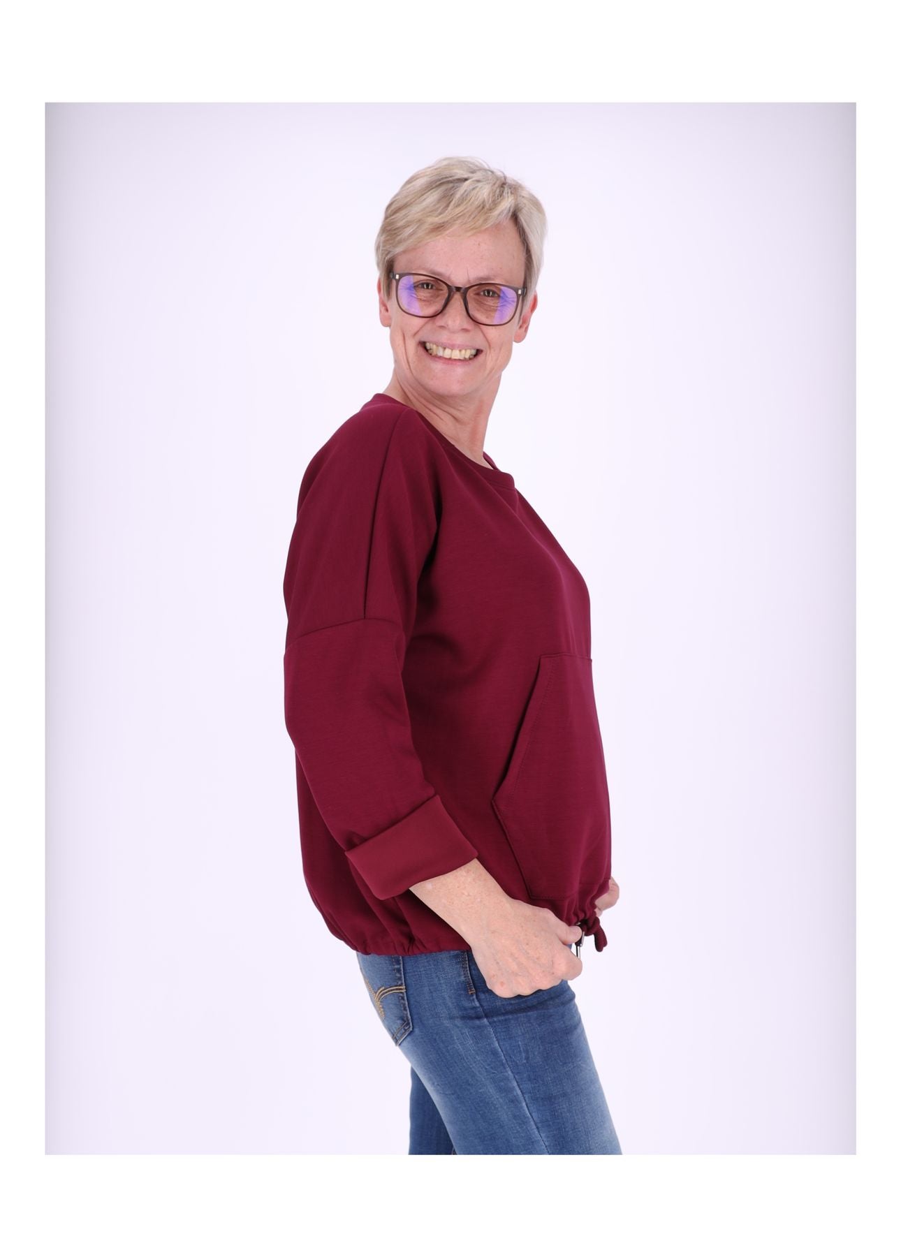 Sweatshirt Damen Taschen Tunnelzug