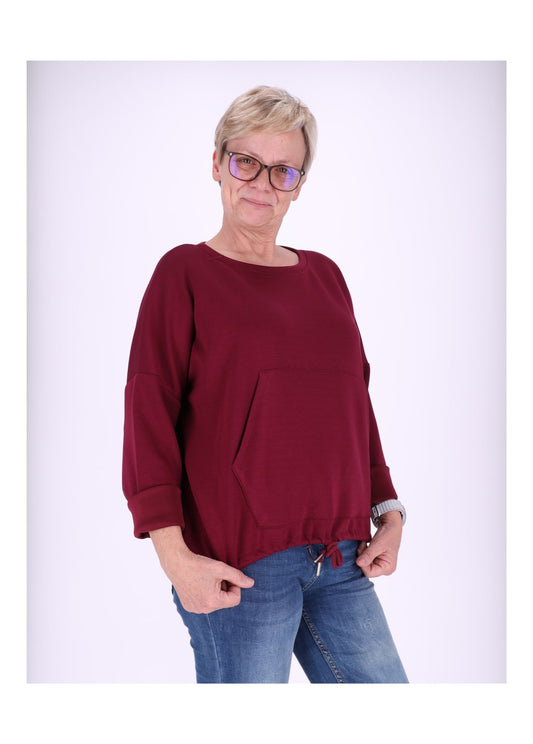 Sweatshirt Damen Taschen Tunnelzug