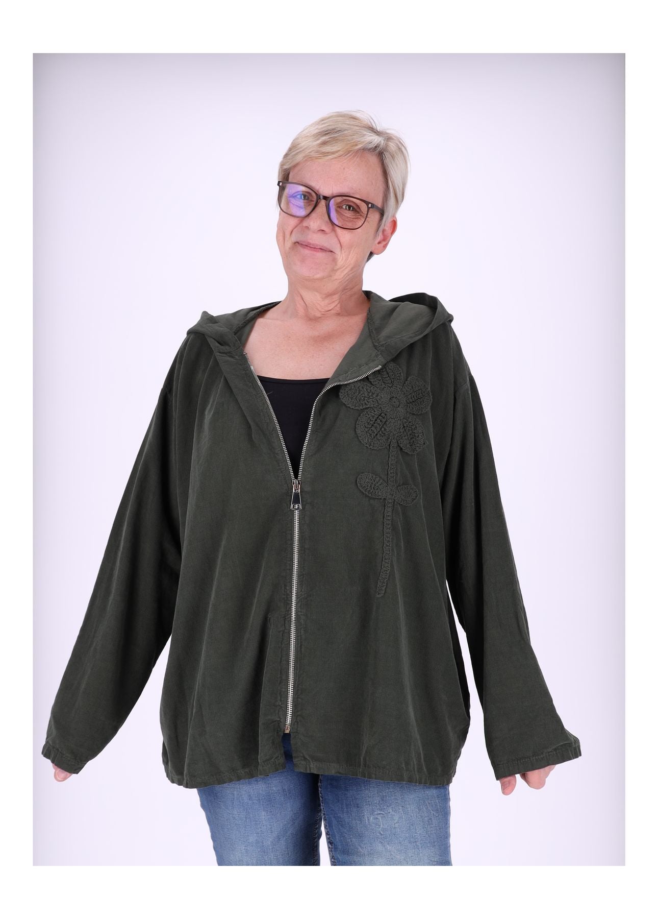 Sweatjacke Damen Kapuze Babycord