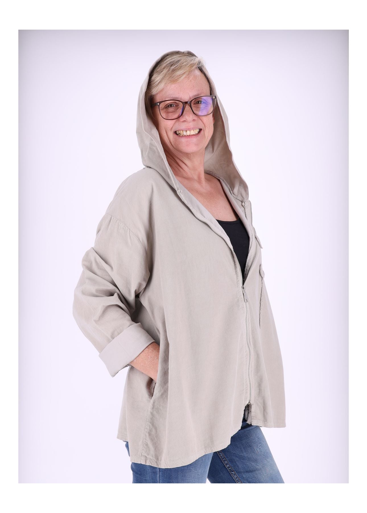 Sweatjacke Damen Kapuze Babycord