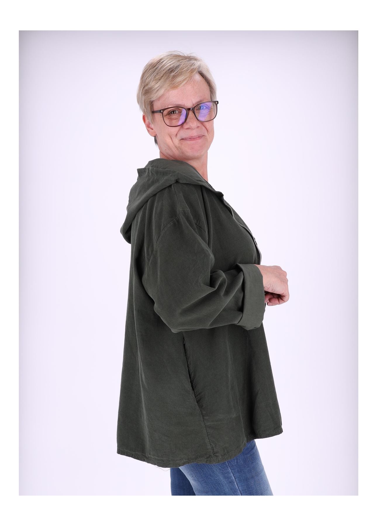 Sweatjacke Damen Kapuze Babycord