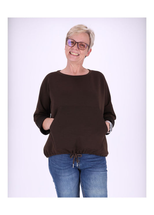 Sweatshirt Damen Taschen Tunnelzug