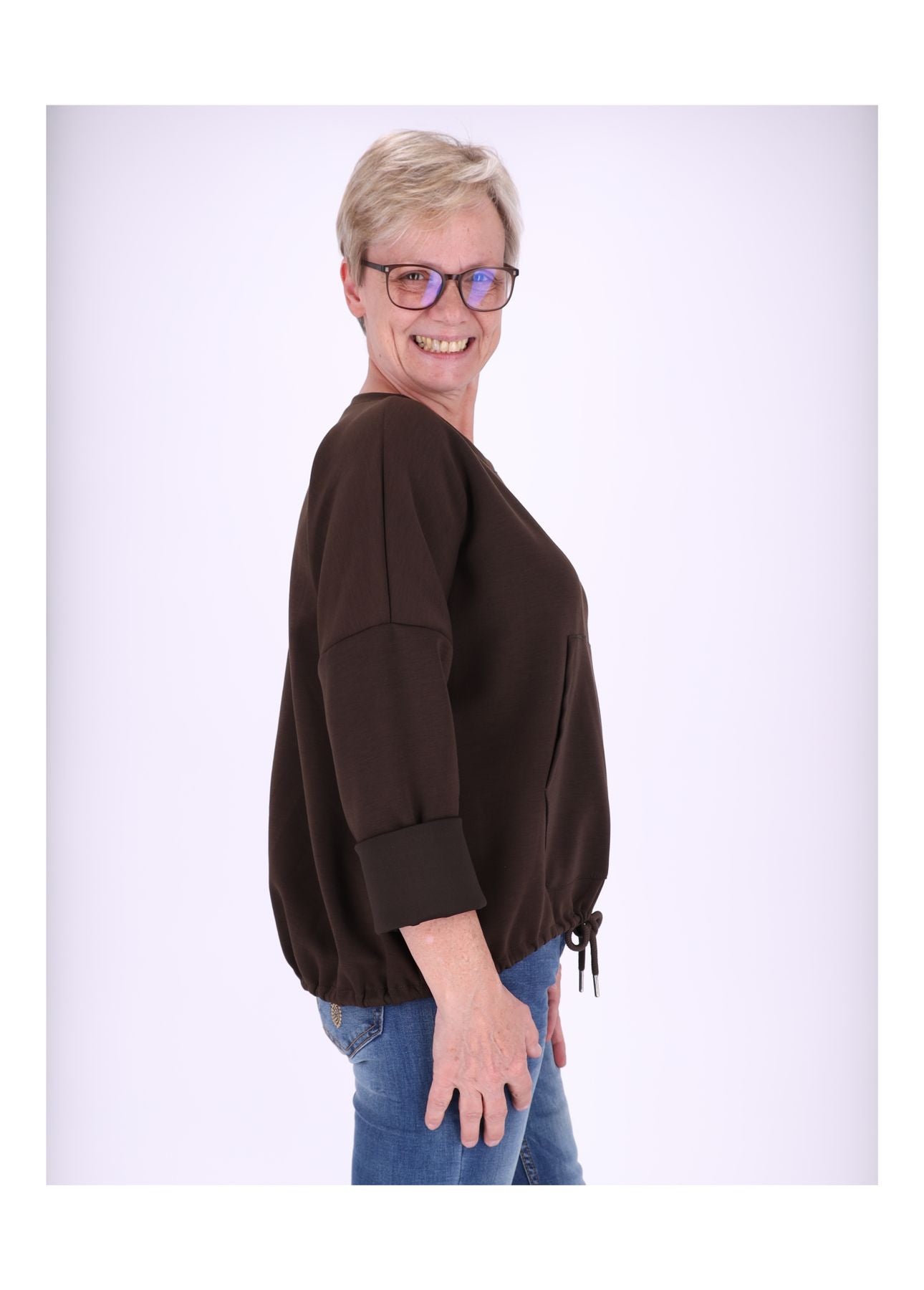Sweatshirt Damen Taschen Tunnelzug