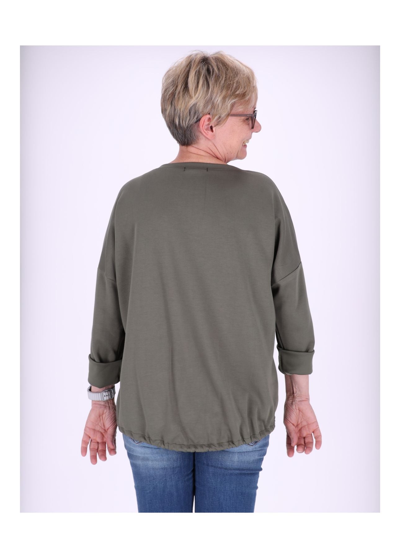 Sweatshirt Damen Taschen Tunnelzug