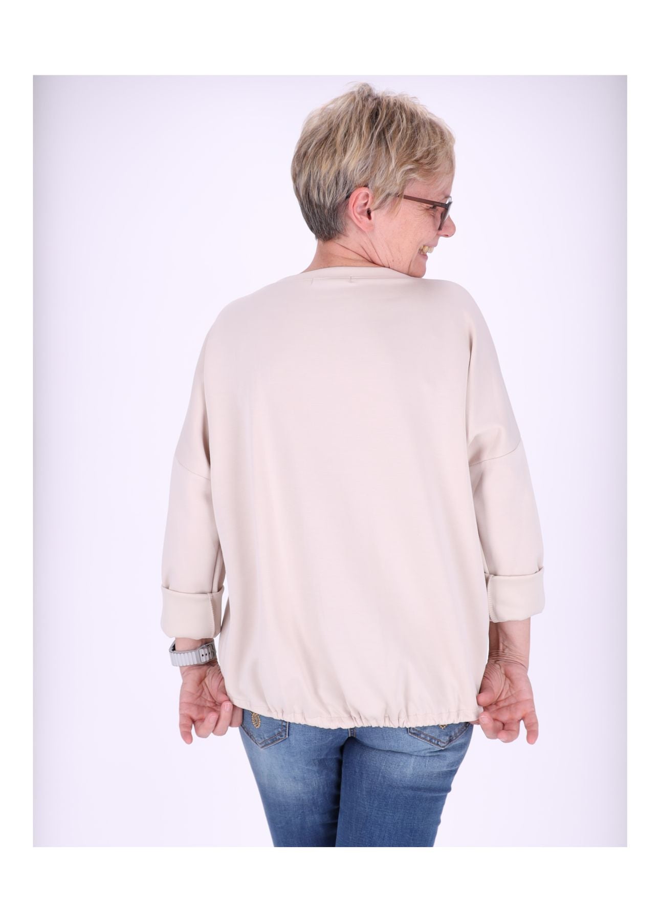 Sweatshirt Damen Taschen Tunnelzug