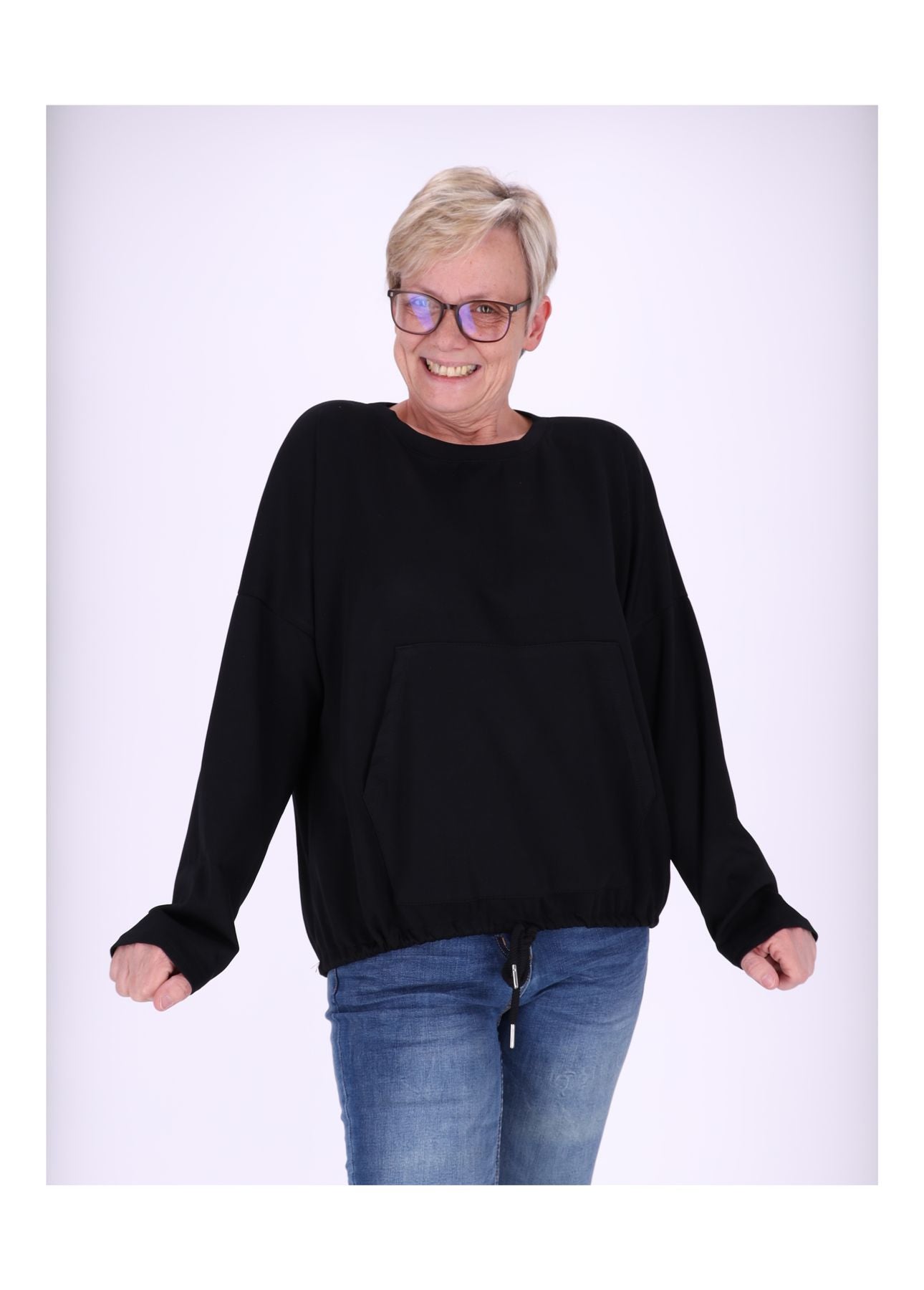 Sweatshirt Damen Taschen Tunnelzug