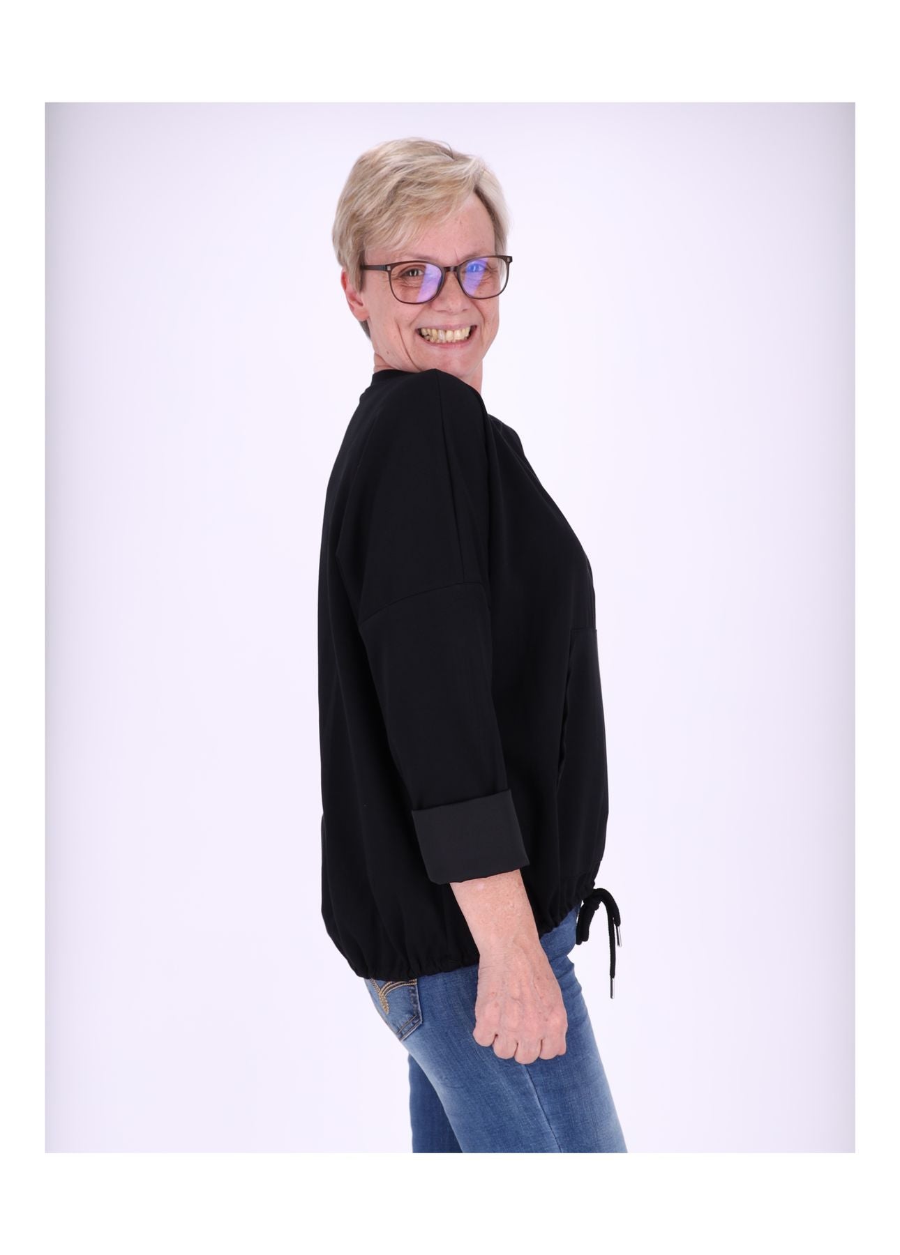 Sweatshirt Damen Taschen Tunnelzug