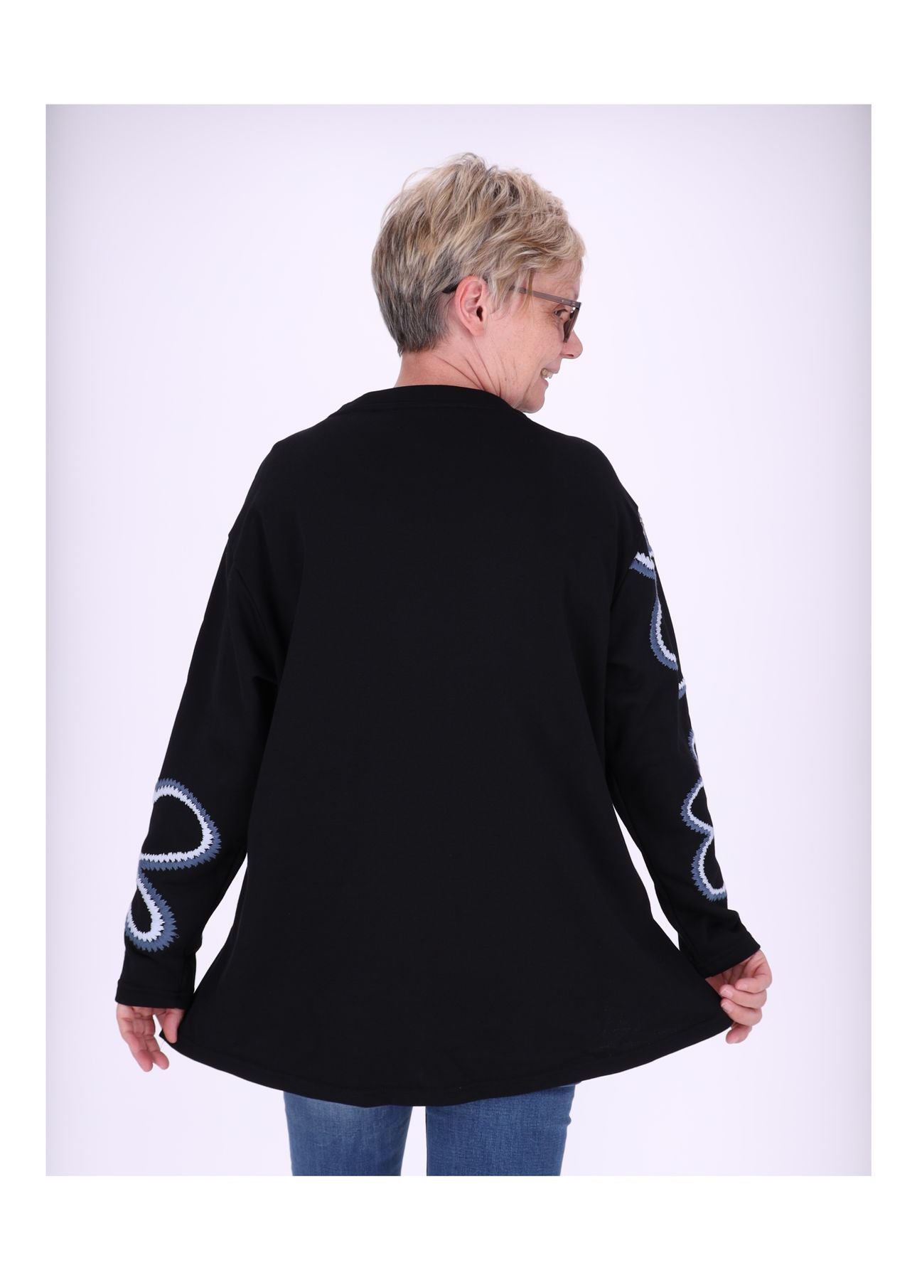 Sweatshirt Damen bestickt Blüte
