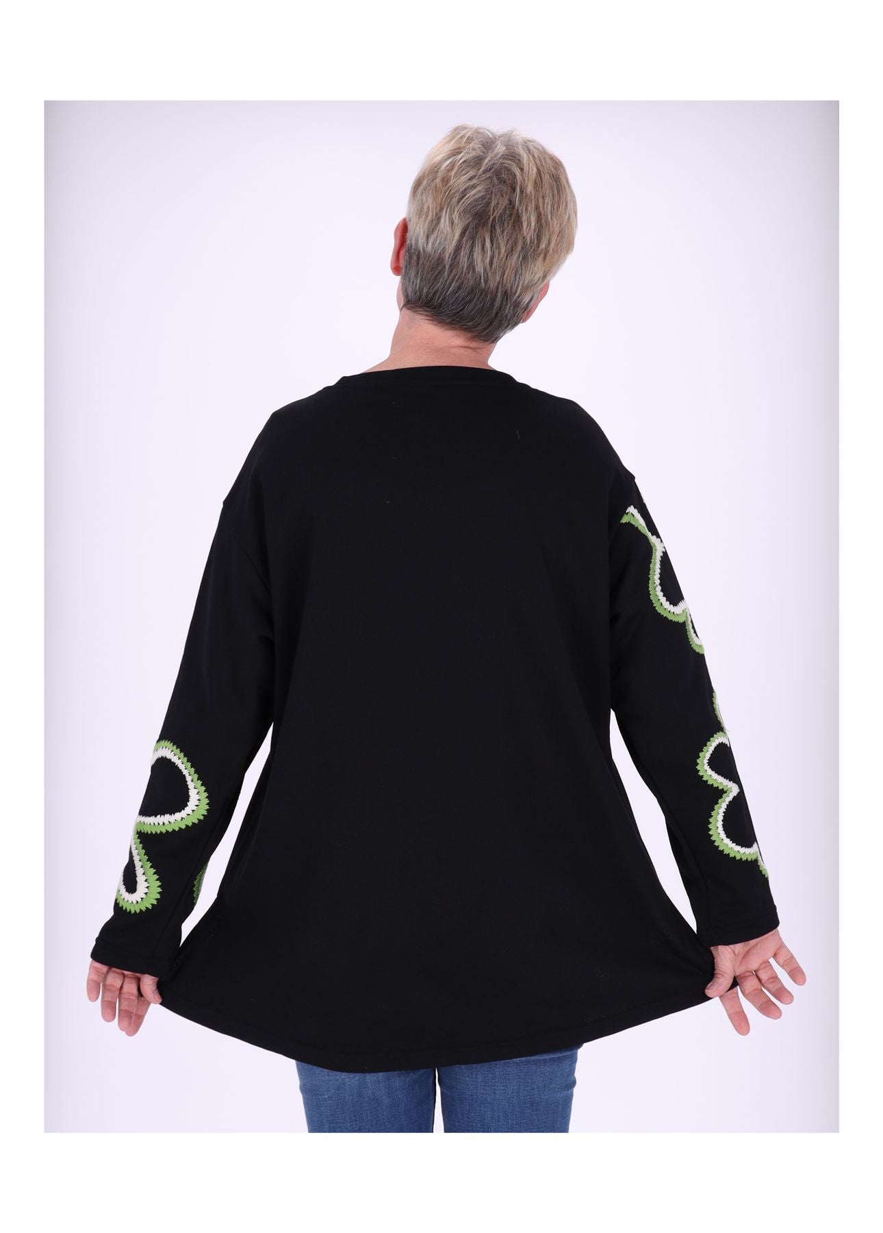 Sweatshirt Damen bestickt Blüte