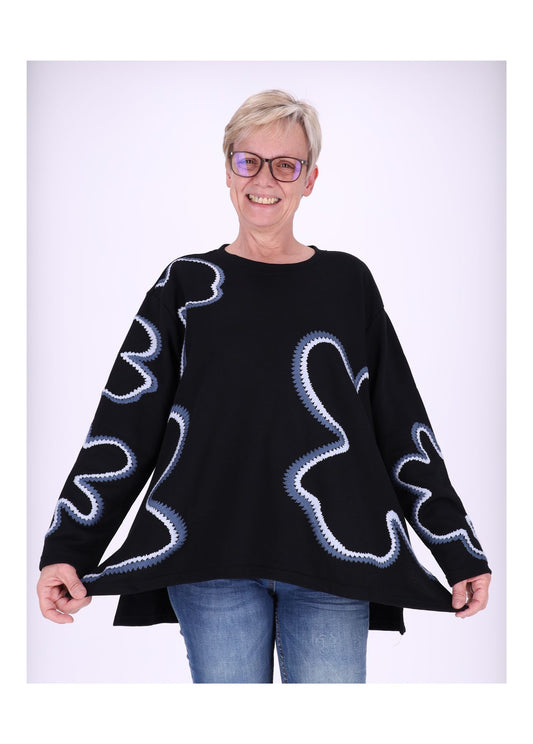 Sweatshirt Damen bestickt Blüte