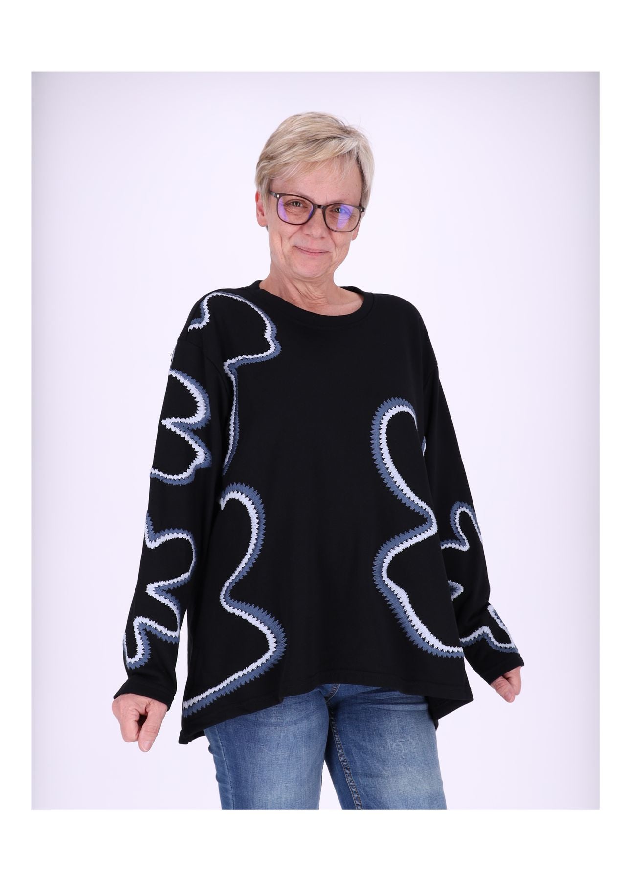 Sweatshirt Damen bestickt Blüte