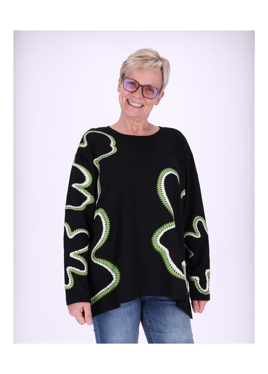 Sweatshirt Damen bestickt Blüte