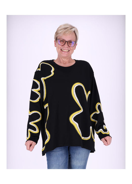 Sweatshirt Damen bestickt Blüte