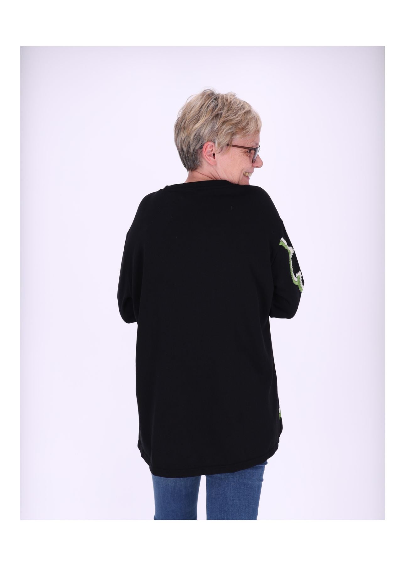 Sweatshirt Damen bestickt Blüte