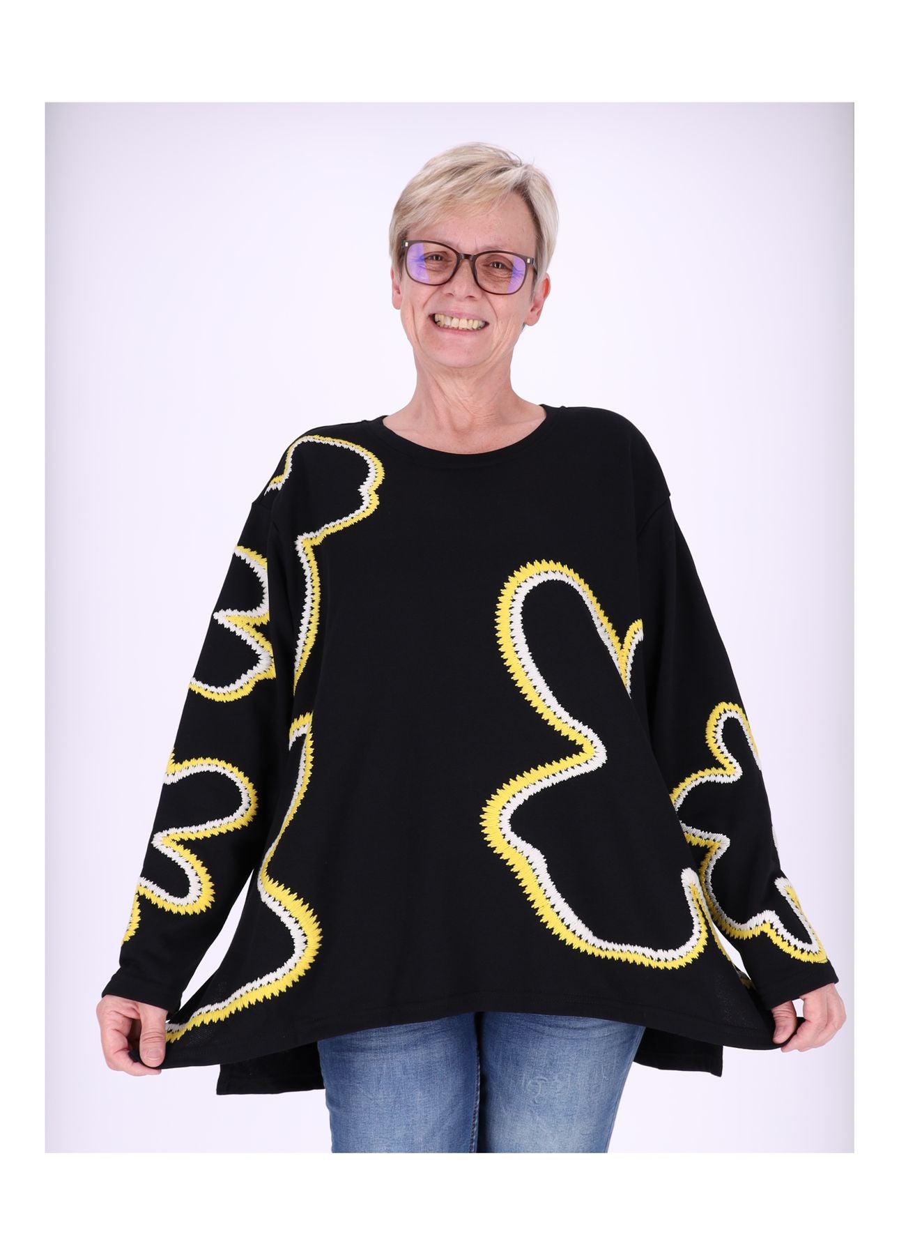Sweatshirt Damen bestickt Blüte