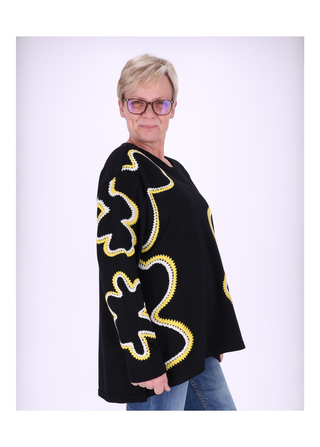 Sweatshirt Damen bestickt Blüte