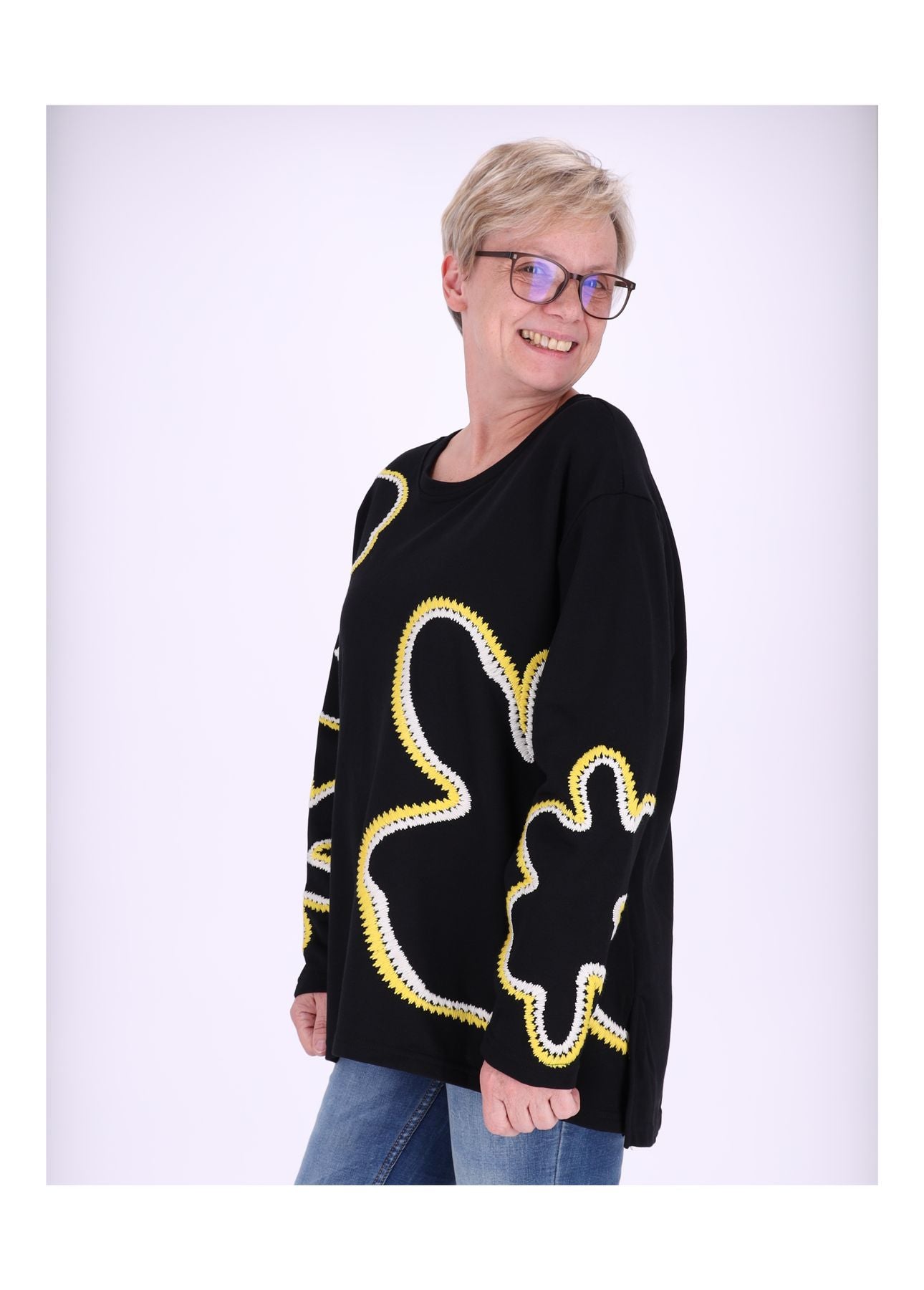 Sweatshirt Damen bestickt Blüte