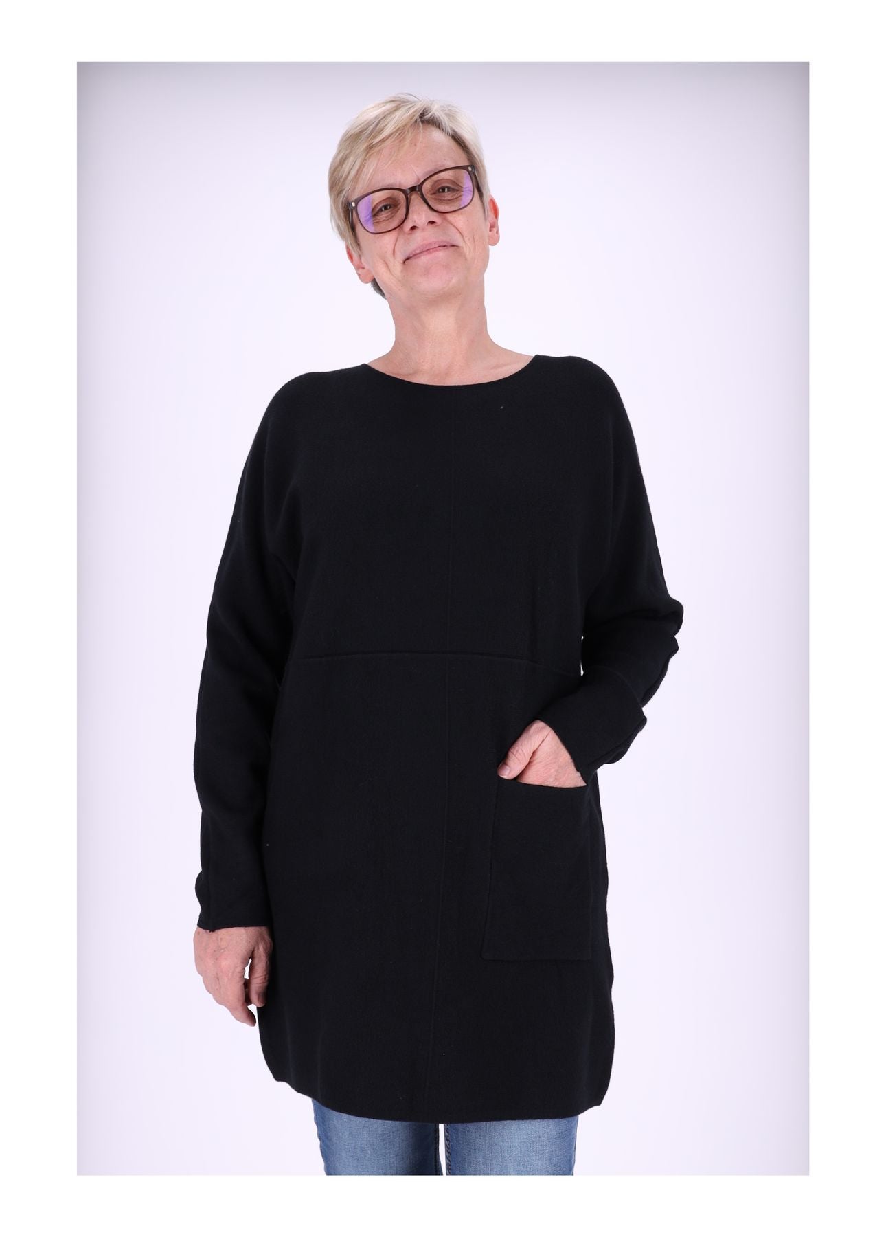Longshirt Strick Damen Taschen