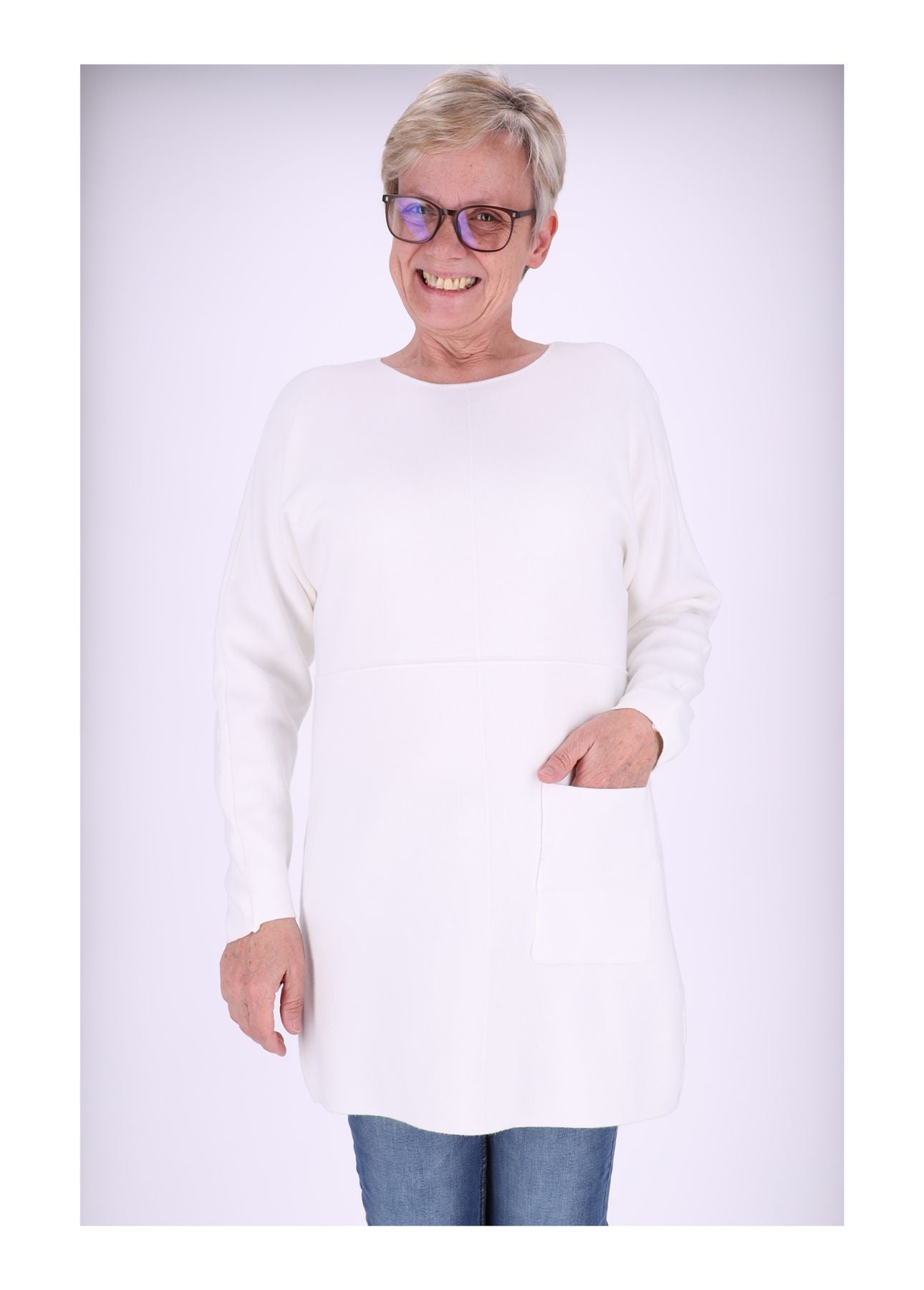 Longshirt Strick Damen Taschen