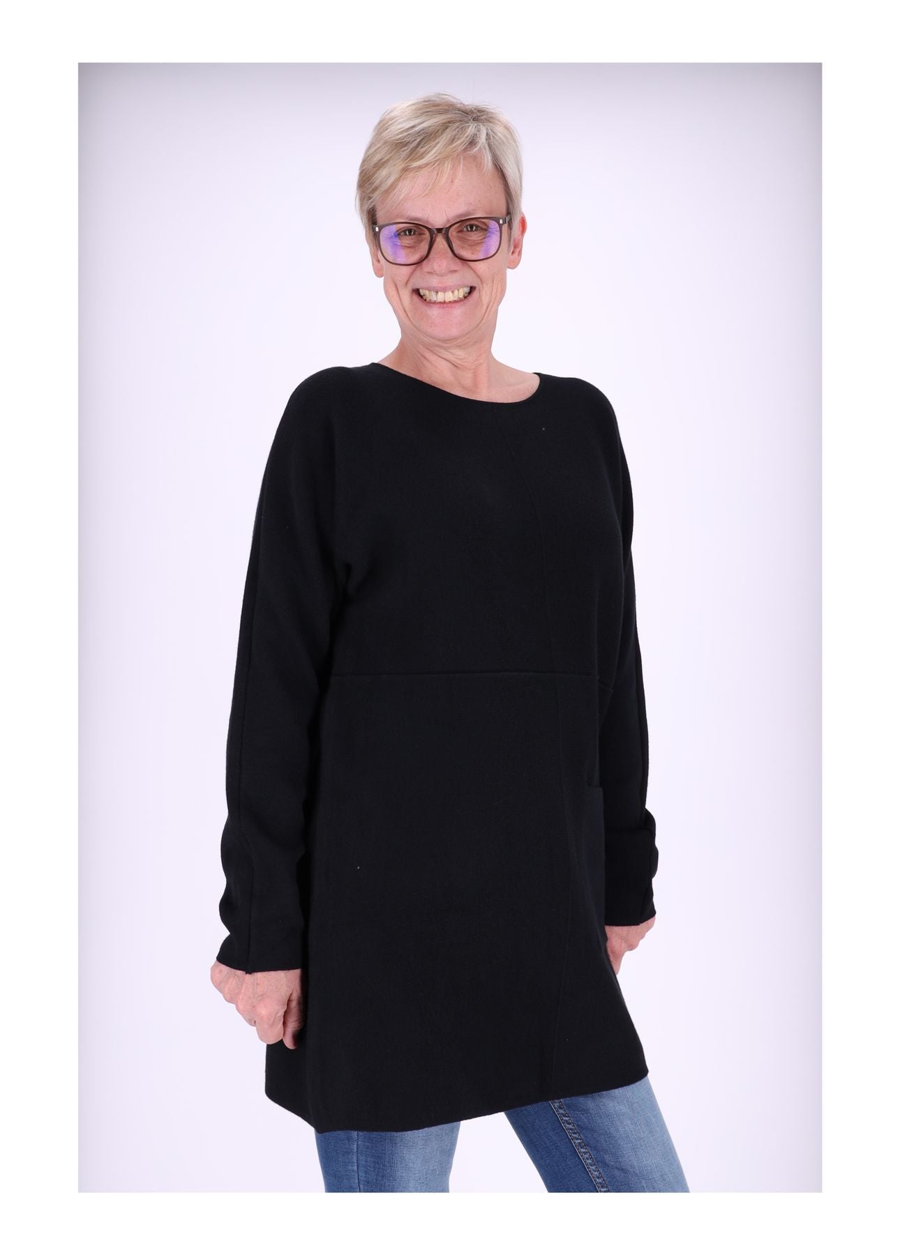 Longshirt Strick Damen Taschen