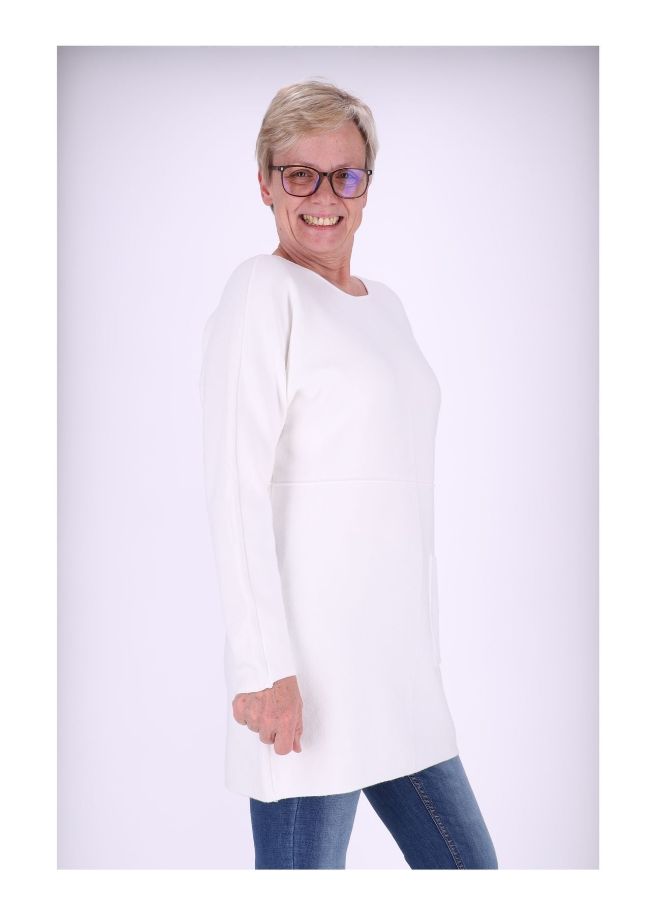 Longshirt Strick Damen Taschen