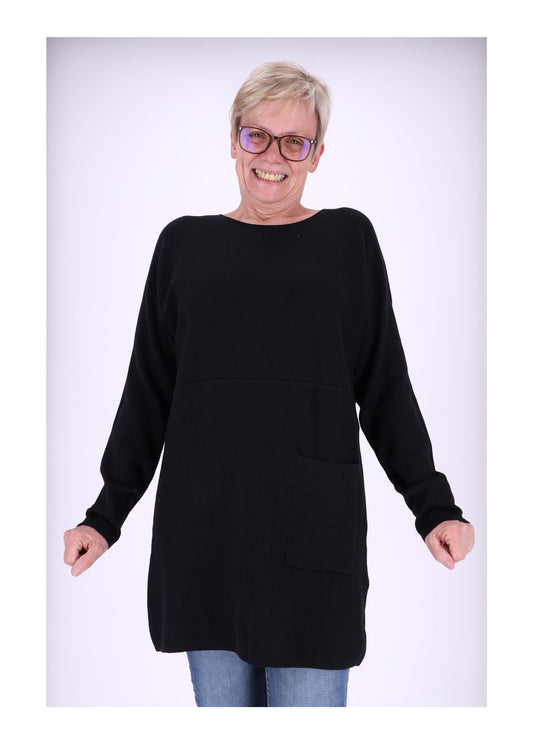 Longshirt Strick Damen Taschen