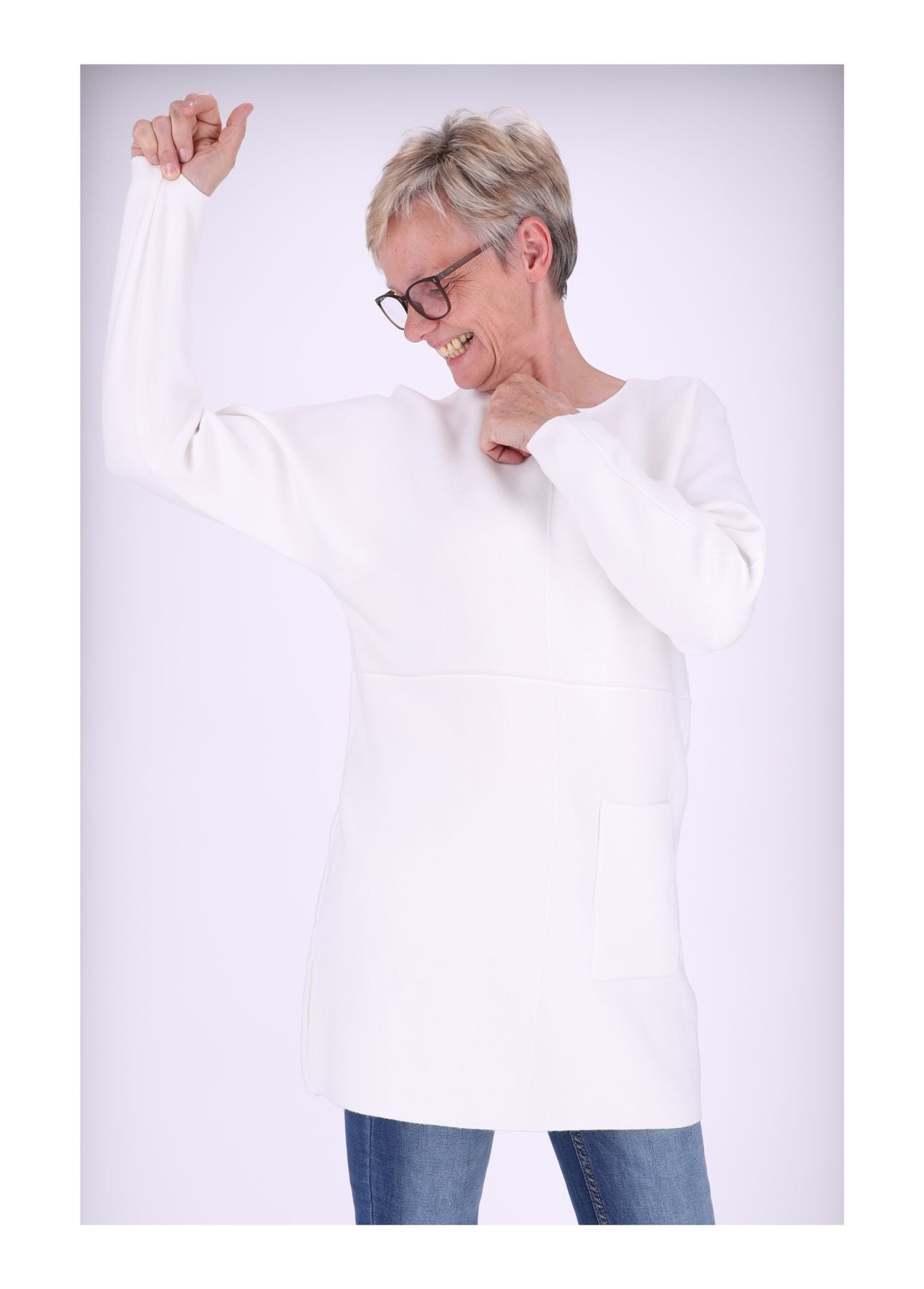 Longshirt Strick Damen Taschen