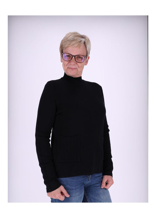 Strick Damen Stehkragen Taschen