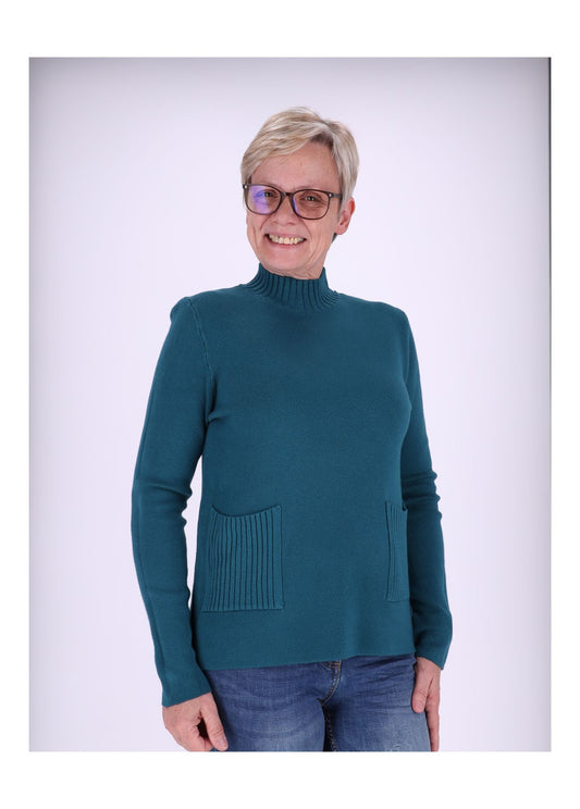 Strick Damen Stehkragen Taschen