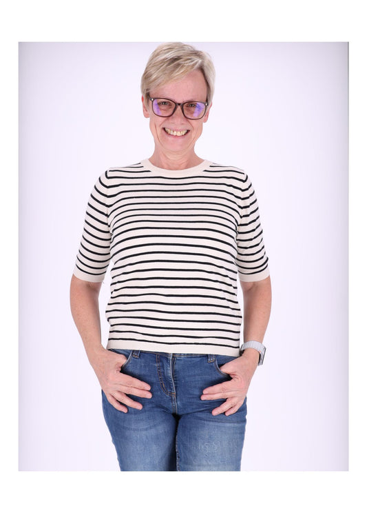 Strick Damen Kurzarm Ringel