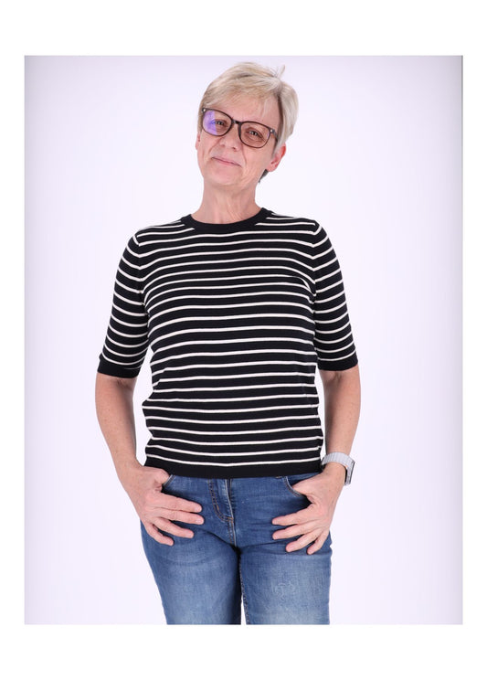 Strick Damen Kurzarm Ringel