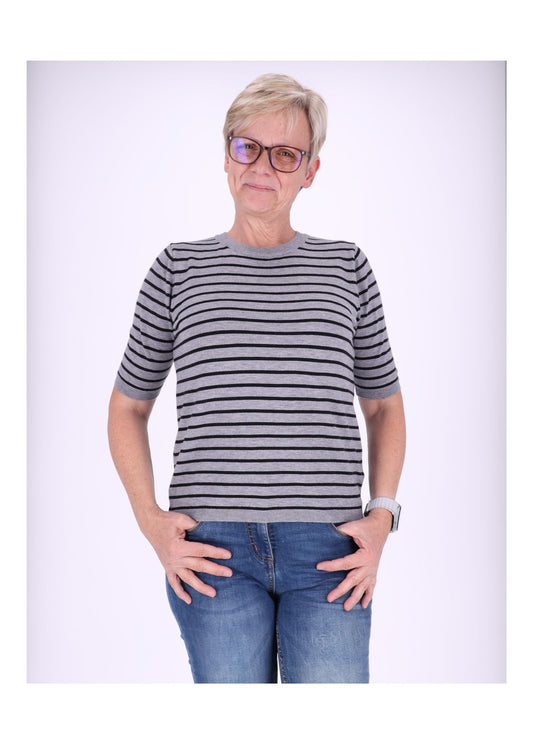 Strick Damen Kurzarm Ringel