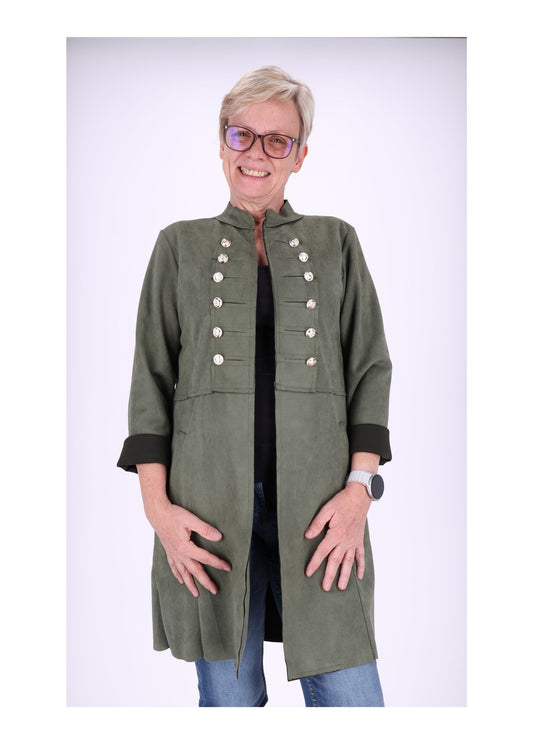 Damen Jacke Fakeleder Military