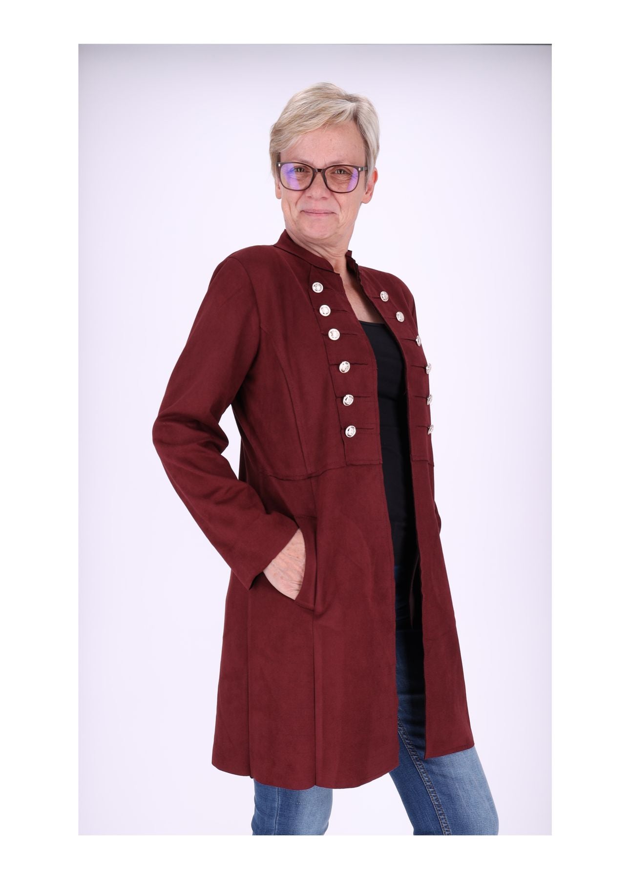 Damen Jacke Fakeleder Military