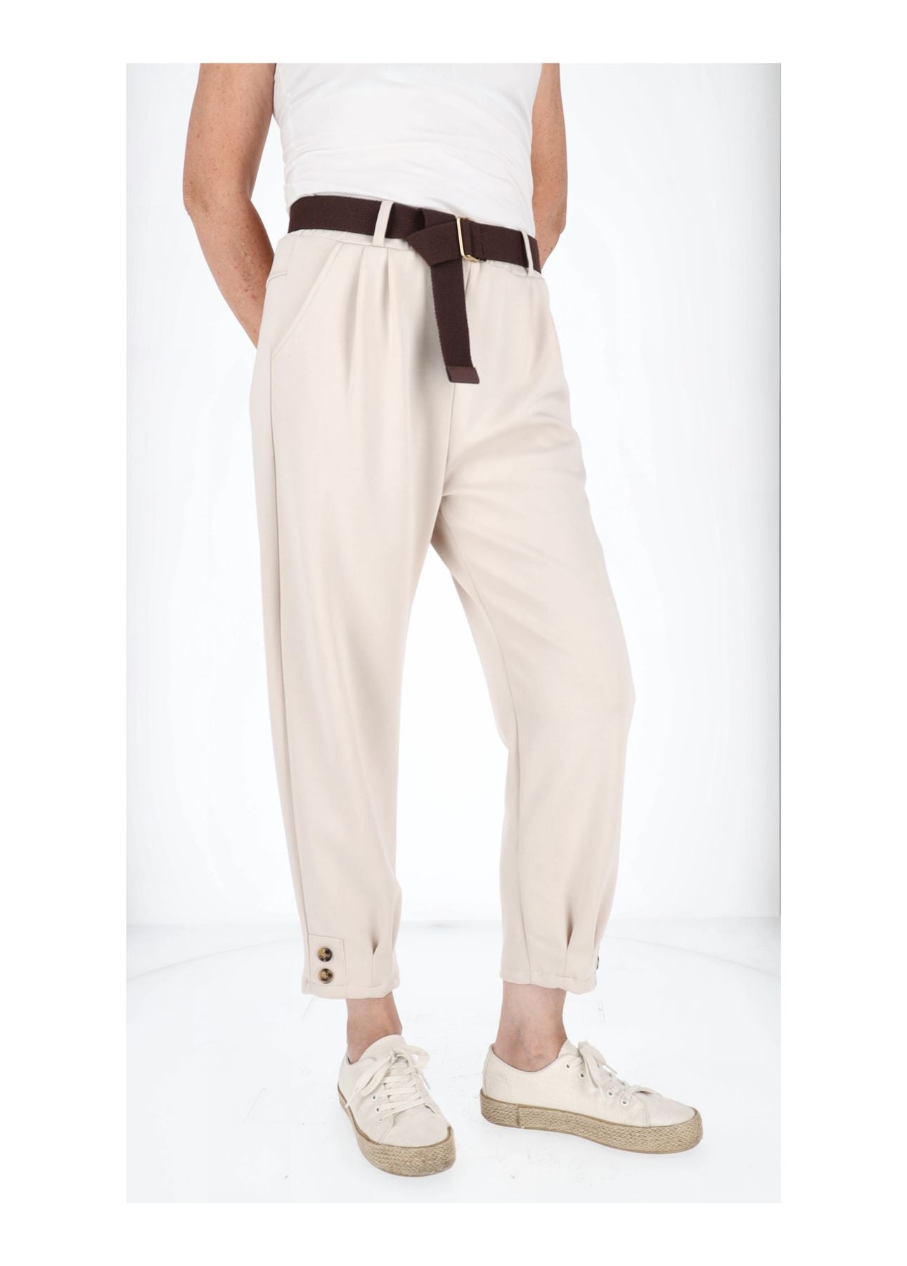 Hose Damen Sweatqualität Knöpfe