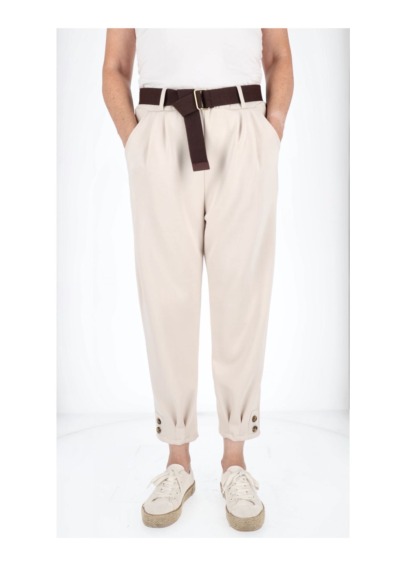 Hose Damen Sweatqualität Knöpfe