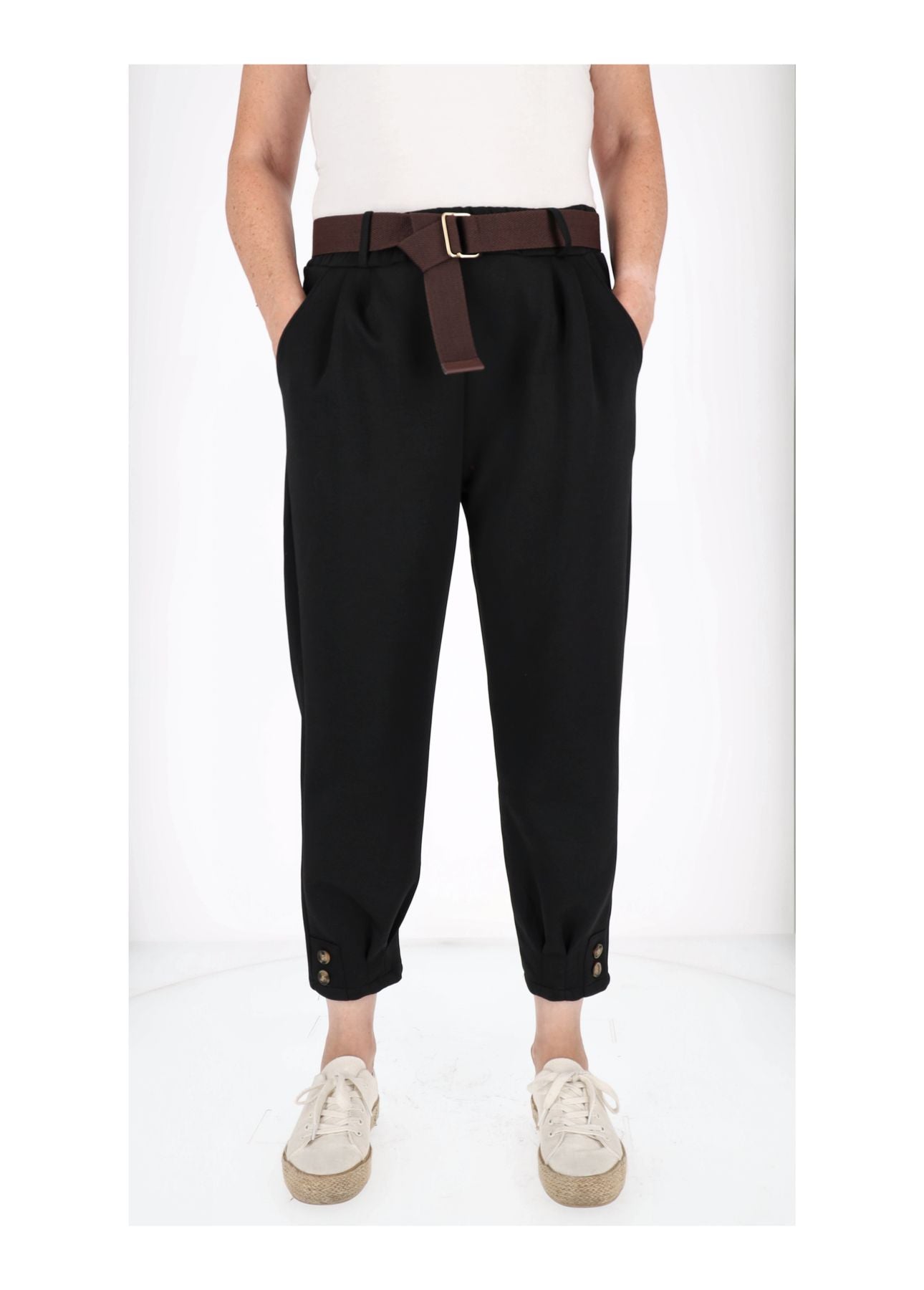 Hose Damen Sweatqualität Knöpfe