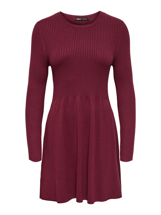 Damen ONLALMA L/S O-NECK DRESS KNT NOOS